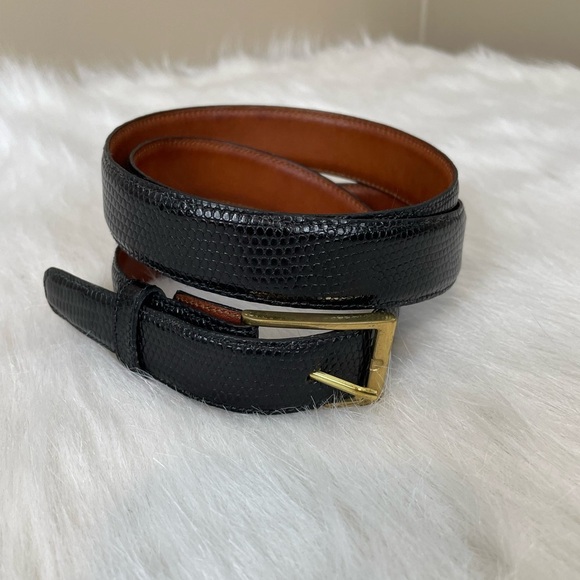 Torino Calcutta Lizard Glove Lined Men's Black Belt 38 - Picture 1 of 11